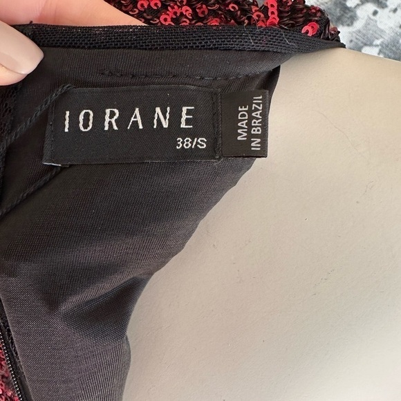 IORANE RED SEQUINED V NECK PEEKABOO MIDDLE SHEATH COCKTAIL DRESS 38/SMALL - Picture 8 of 11